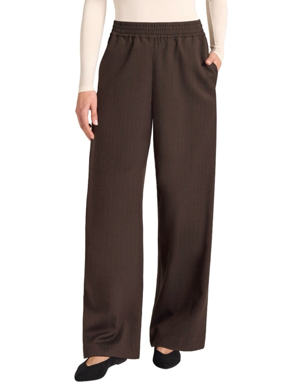 NWT Matty M Wide Leg Pull-On Pants in Brown Size L